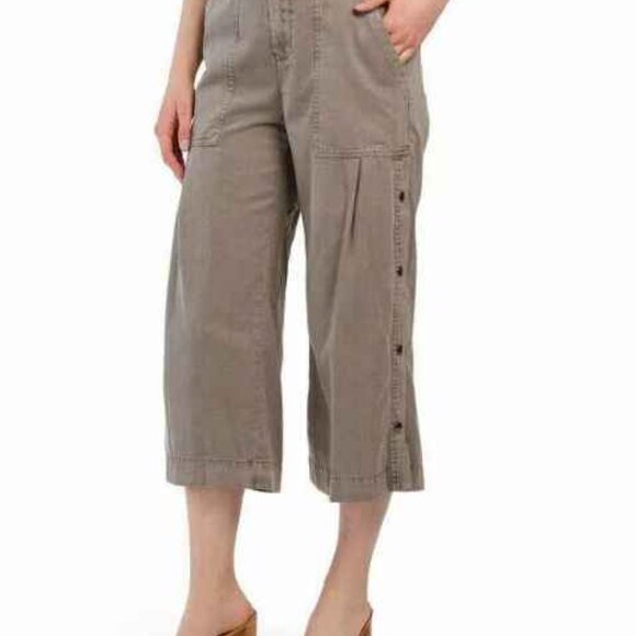 XCVI High Rise Waist Wren Snap Detail Cropped Capri Pants Size Large - Picture 1 of 15